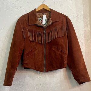 Vintage Brown Suede Fringe Western Jacket Medium